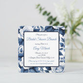 Elegante in Blue Rose Bridal Dusche Einladung (Stehend Vorderseite)