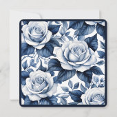 Elegante in Blue Rose Bridal Dusche Einladung (Rückseite)