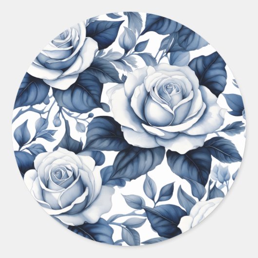 Elegante in Blue Rose Runder Aufkleber (Vorderseite)