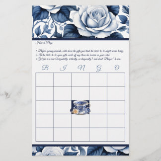 Elegante in Rose Blue Brautparty Bingo Game
