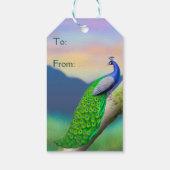 Elegante Indian Blue Peacock-Geschenkegel Geschenkanhänger (Rückseite)