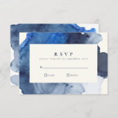 Elegante Indigo Abstrakte Wasserfarbenhochzeit RSVP Karte (Vorne/Hinten)