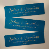 Elegante Indigo Blue Gold Wedding Rücksendeadresse