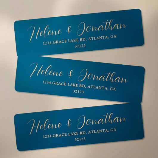 Elegante Indigo Blue Gold Wedding Rücksendeadresse