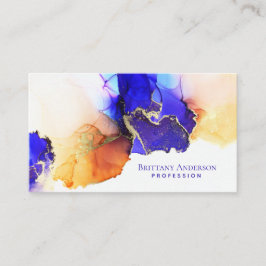 Elegante Indigo Blue Orange Gold Business Card Visitenkarte