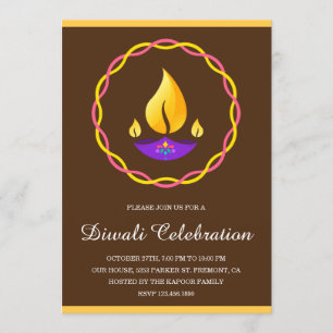Elegante indische Diya-Lampe Braun Diwali-Party Einladung