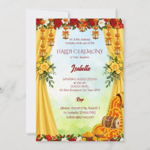 Elegante indische Haldi-Zeremonie-Hochzeitseinladu Einladung