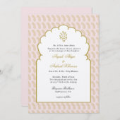 Elegante indische Hochzeit mit Ganesh rosa Einladu Einladung (Vorne/Hinten)