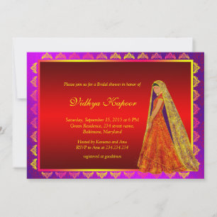 Elegante indische Hochzeits-Damaskus-Brautparty-Ei Einladung