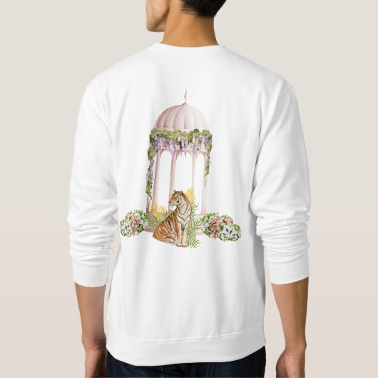Elegante indische Tiger Ästhetik Botanische Print Sweatshirt (Rückseite)