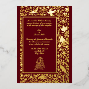 Elegante indische Vögel-Grenze 1608 Hochzeit im Vi Folieneinladung