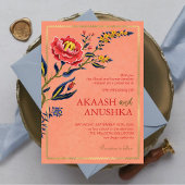 Elegante indische Wildblume Blush Pink Hochzeit Einladung