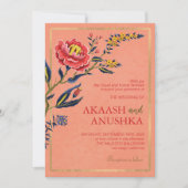Elegante indische Wildblume Blush Pink Hochzeit Einladung (Vorderseite)