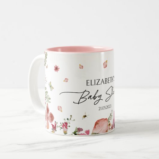 Elegante, individuell anpassbare Baby Shower Gastg Zweifarbige Tasse (Vorderseite Links)