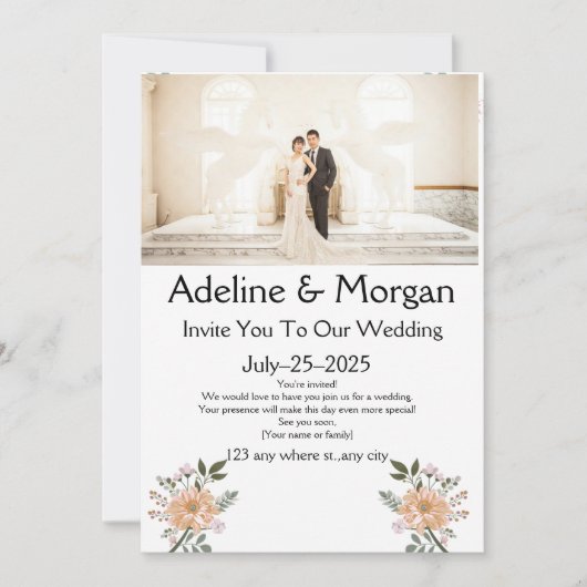 Elegante, individuell anpassbare Einladungskarten (Vorderseite)