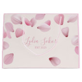 Elegante, individuell anpassbare Pink Petal Gesche Große Geschenktüte (Vorderseite)