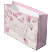 Elegante, individuell anpassbare Pink Petal Gesche Große Geschenktüte (Vorderseite Schrägansicht)