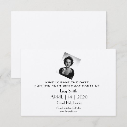 Elegante, individuelle Geburtstagsparty Save The Date (Vorne/Hinten)