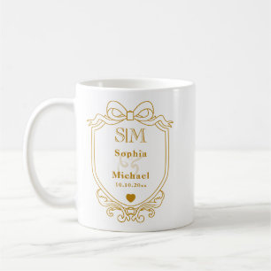 Elegante individuelle goldene Hochzeitsinitialen M Kaffeetasse