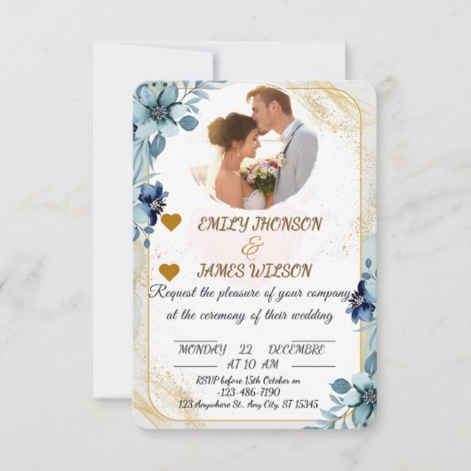 Elegante individuelle Hochzeitseinladung, Einladung (Vorderseite)