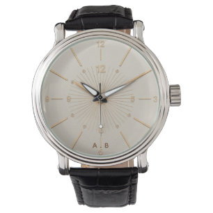 Elegante individuelle Initialen Gold-Sonnenstrahl- Armbanduhr