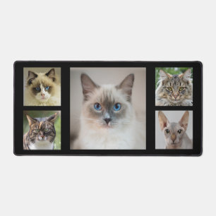 Elegante individuelle Katzenfotos auf Schwarz Schreibtischunterlage