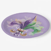 Elegante individuelle Mardi-Gras-Farben Pappteller (Schrägansicht)