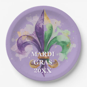 Elegante individuelle Mardi-Gras-Farben Pappteller