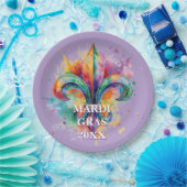 Elegante individuelle Mardi-Gras-Farben Pappteller (Party)