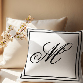 Elegante individuelle Monogramm Weiße Wurfdecke Kissen