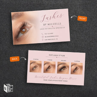 Elegante individuelle Wimpernverlängerung mit Foto Visitenkarte