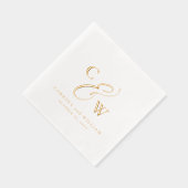 Elegante Initalien einfache Namen datieren Hochzei Servietten Mit Folie (Rechts)