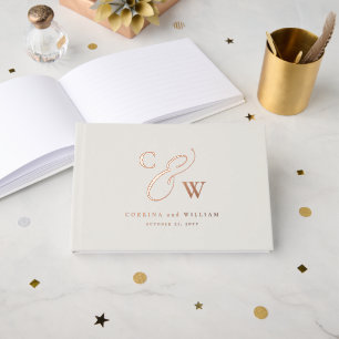 Elegante Initalien Foto Collage Rose Goldhochzeit Gästebuch