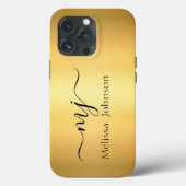 Elegante Initialen auf Gold Case-Mate iPhone Hülle (Rückseite)