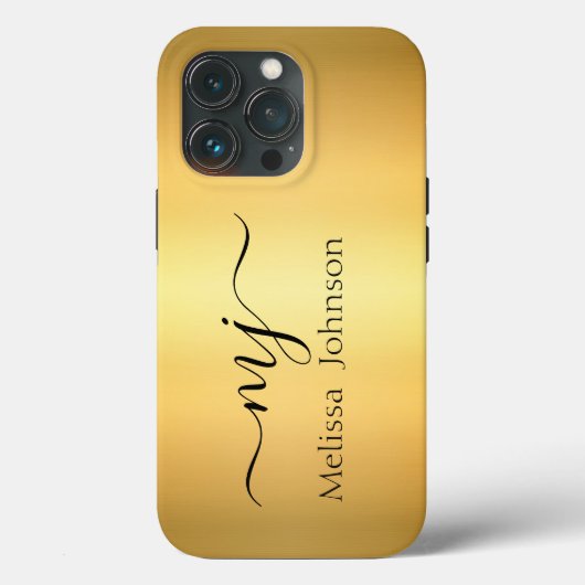 Elegante Initialen auf Gold Case-Mate iPhone Hülle (Rückseite)