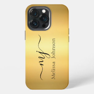 Elegante Initialen auf Gold iPhone 13 Pro Hülle