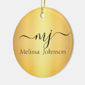 Elegante Initialen auf Gold Keramik Ornament (Links)