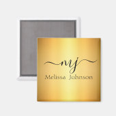 Elegante Initialen auf Gold Magnet (Vorderseite/Rückseite)