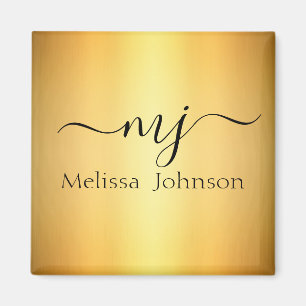 Elegante Initialen auf Gold Magnet
