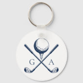 Elegante Initialen Benutzerdefiniertes Golfgeschen Schlüsselanhänger (Vorderseite)