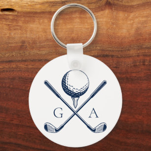 Elegante Initialen Benutzerdefiniertes Golfgeschen Schlüsselanhänger