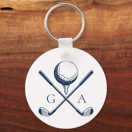 Elegante Initialen Benutzerdefiniertes Golfgeschen Schlüsselanhänger (Vorderseite)