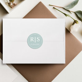 Elegante Initialen Blaue Opalhochzeit Runder Aufkleber