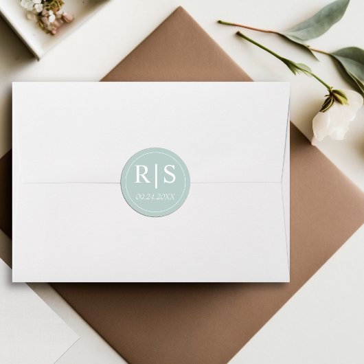 Elegante Initialen Blaue Opalhochzeit Runder Aufkleber