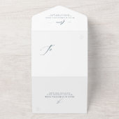 Elegante Initialen einfache marineblaue Hochzeit All In One Einladung (Außenbereich)