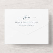 Elegante Initialen einfache marineblaue Hochzeit All In One Einladung (Rückseite)