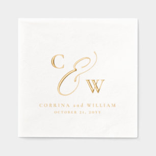 Elegante Initialen einfache Namen Datum Hochzeit Servietten Mit Folie