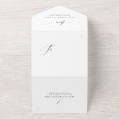 Elegante Initialen einfache Schwarz-Weiß-Hochzeit All In One Einladung (Außenbereich)