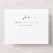 Elegante Initialen einfache Schwarz-Weiß-Hochzeit All In One Einladung (Rückseite)