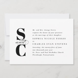 Elegante Initialen einfache stilvolle formelle Hoc Einladung